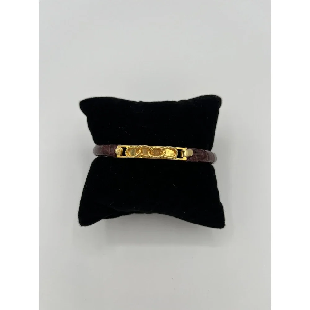 Gold Plate Snakeskin Leather Bracelet Made in Italy